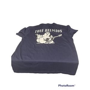 NWT‎ Men's TRUE RELIGION BUDDHA Tee LOGO Ace Blue T Shirt Large(FREE SHIPPING)